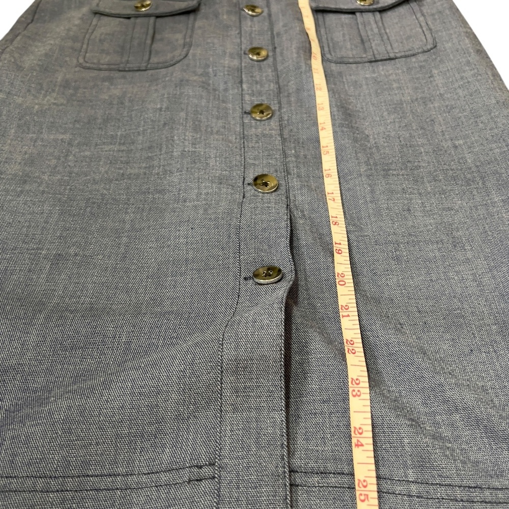 NY&Co 7th Avenue Tailored Utility Blue Pencil Skirt Cargo Pockets Belted Size 4 - Picture 6 of 10